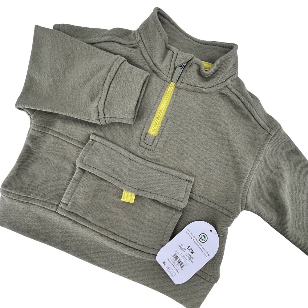 Utility Quarter Zip Pullover Boys 12M Uniform Green Sweatshirt Wonderโ Nation